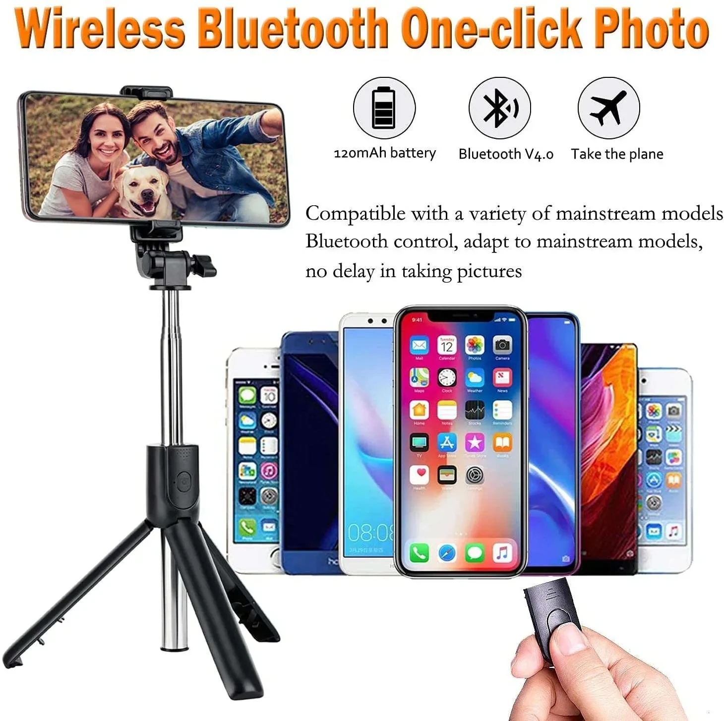 Original 4 IN 1 Wireless Selfie Stick Tripod 70CM / 110CM / 165CM /170cm Height R1S/ R1/ JC16 / JC16H /JC18/ With Light & without Light Bluetooth Shutter Foldable Selfie stick for all Phones Tripod St